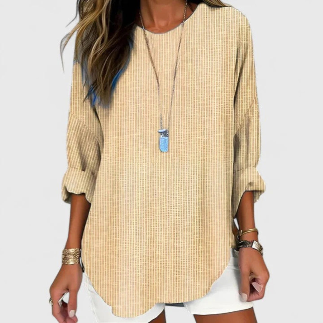 Lina | Elegant Randig Blus med Avslappnad Passform