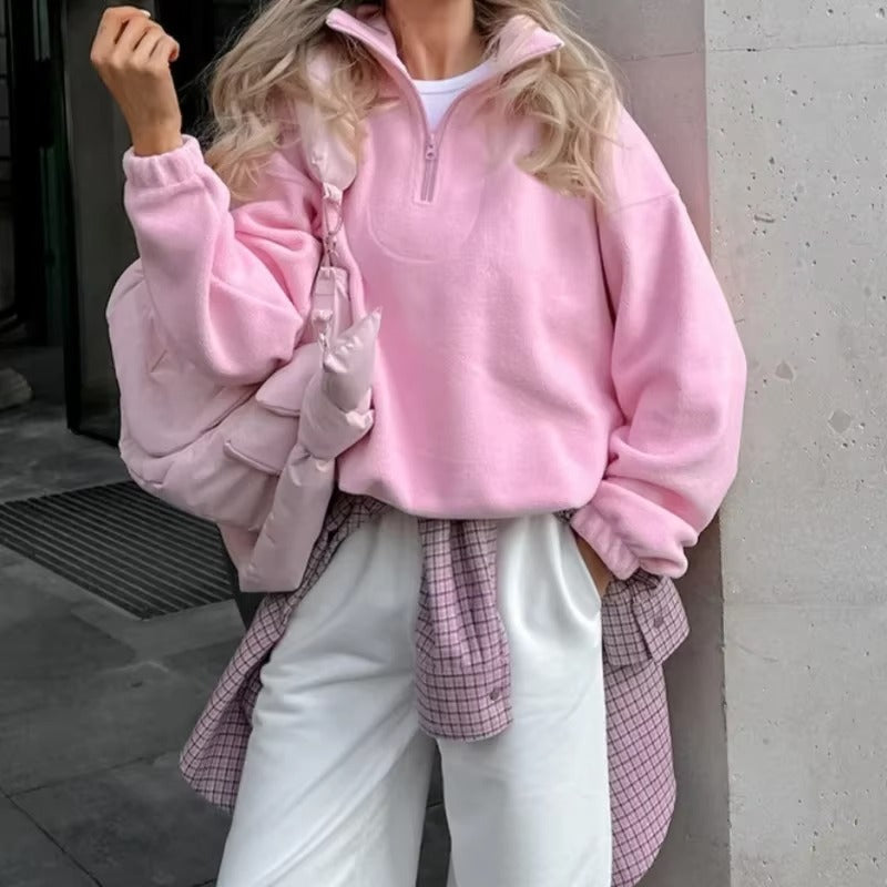 Feminint Sweatshirt med Hætte i Blush Toner