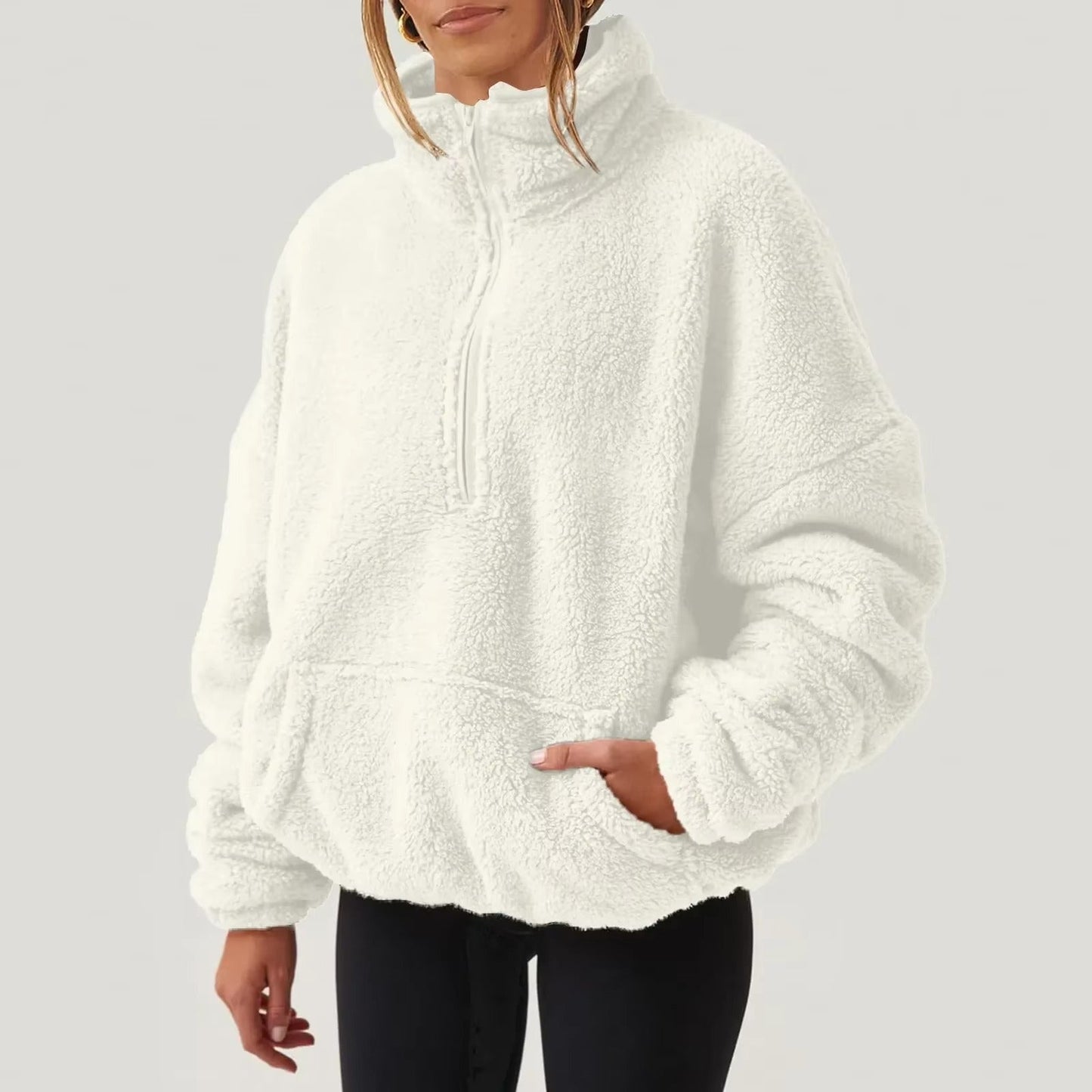 Luksuriøs Fleece Pullover med Halv-Zip til Damer