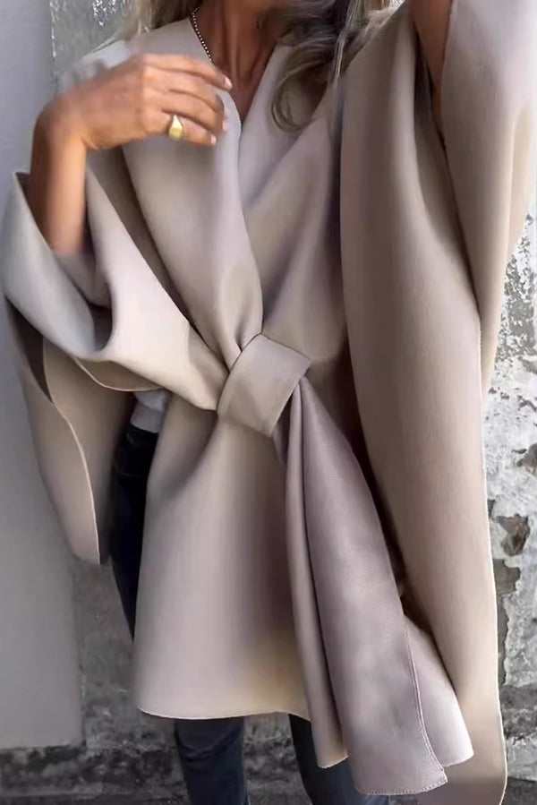 Elegant afslappet V-hals Cape Jakke