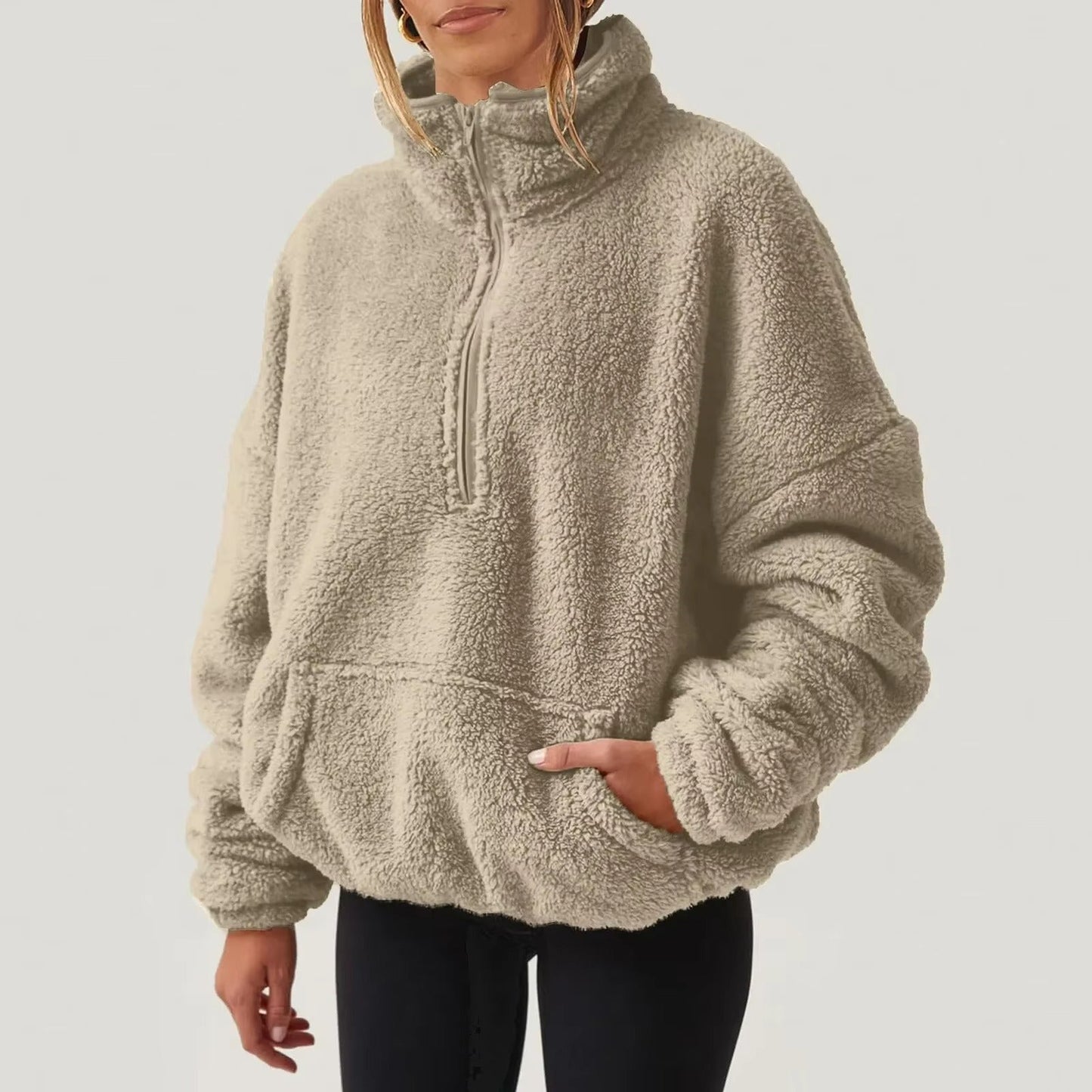 Luksuriøs Fleece Pullover med Halv-Zip til Damer