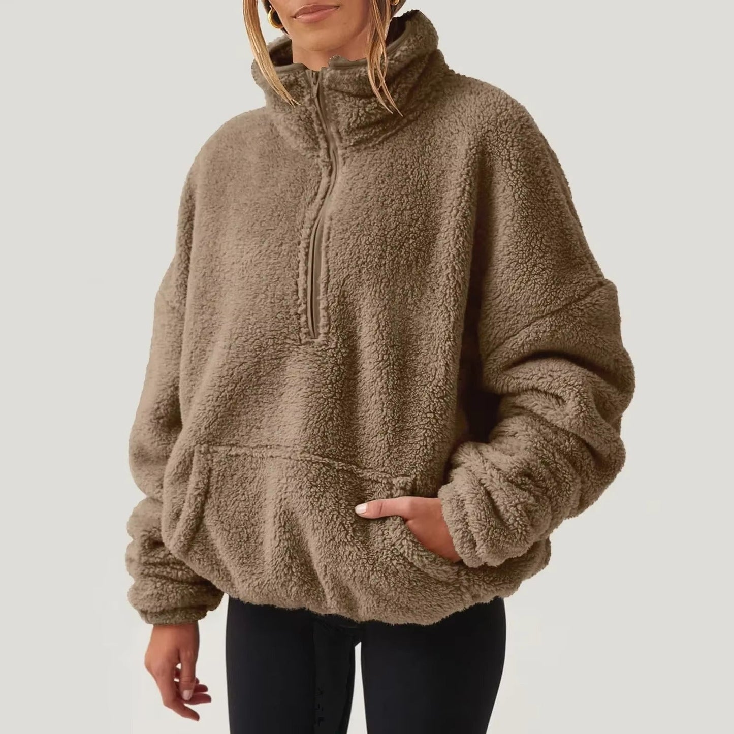 Luksuriøs Fleece Pullover med Halv-Zip til Damer