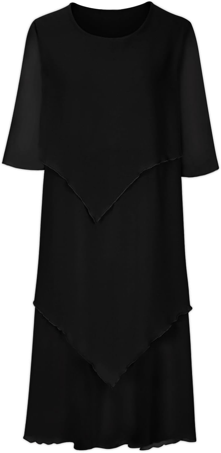 Sublim Chiffonkjole med Lagdelte Detaljer til Kvinder