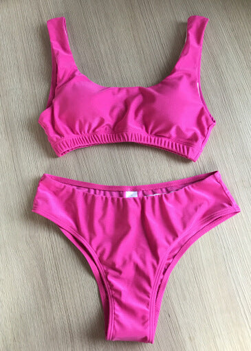 Bikini-set för kvinnor med låg midja och breda axelband