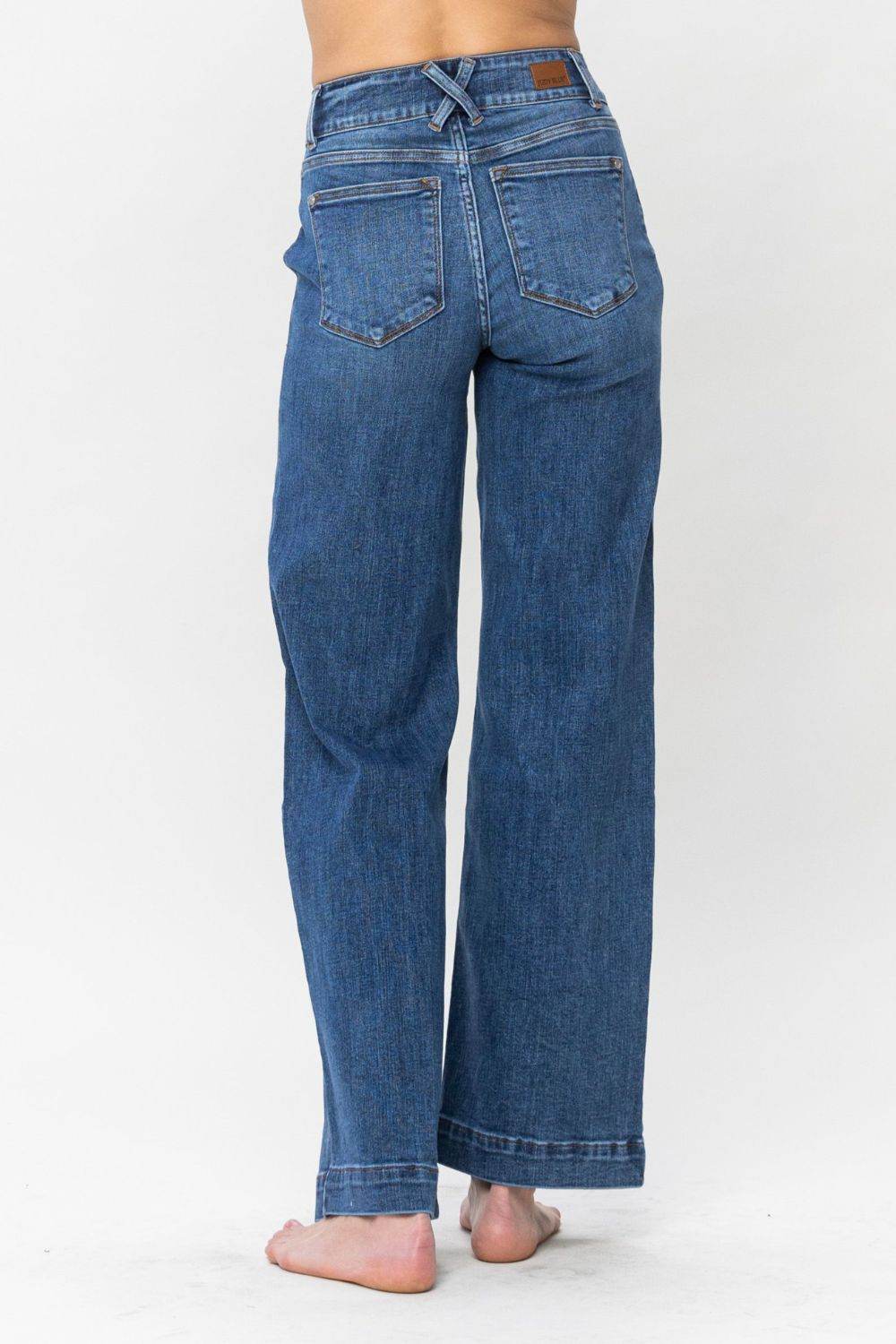Moderne Jeans med høj talje og bredt ben