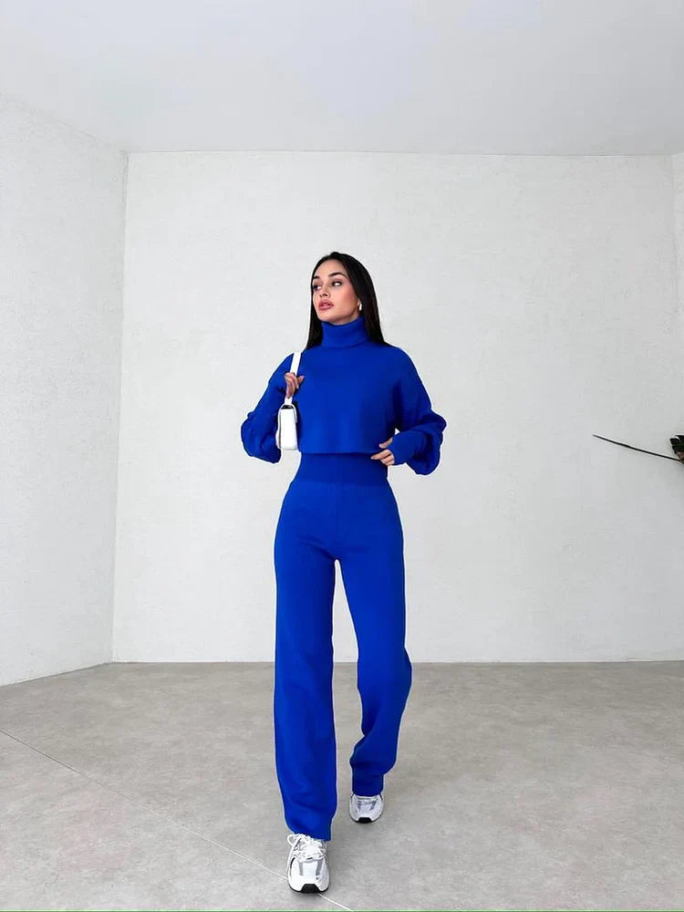 Elegant Sæt med Strikhandsker og Turtleneck