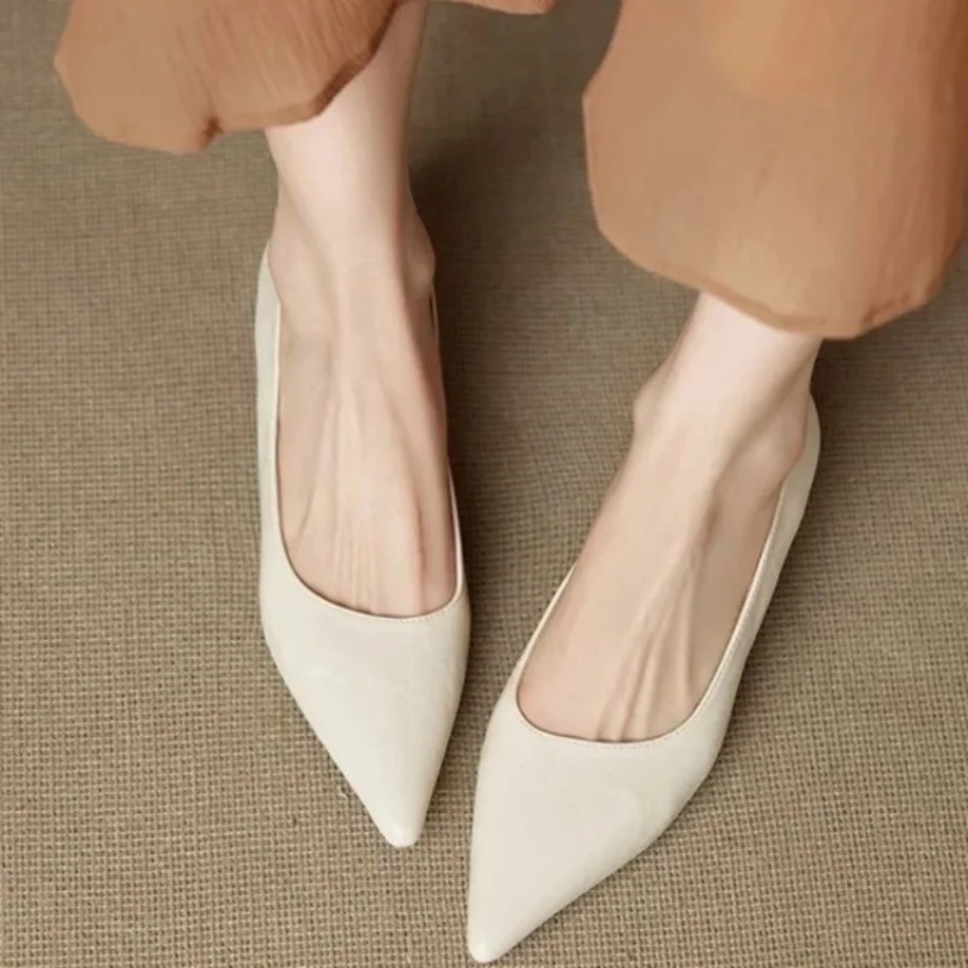 Elara | Eleganta Spetsiga Pumps med Lågt Klack