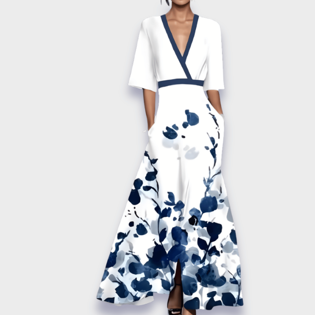 Blommönstrad Maxiklänning för Dam – Elegant Design