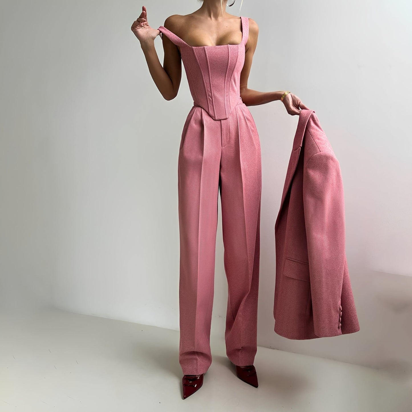 Celestine - Tre-dels Blazer-set för en Strålande Stil