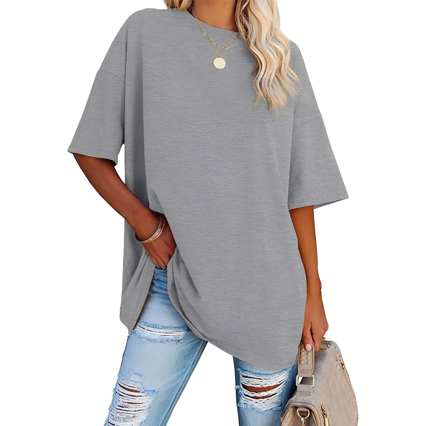 Lina - Avslappnad T-shirt med Snygga Detaljer