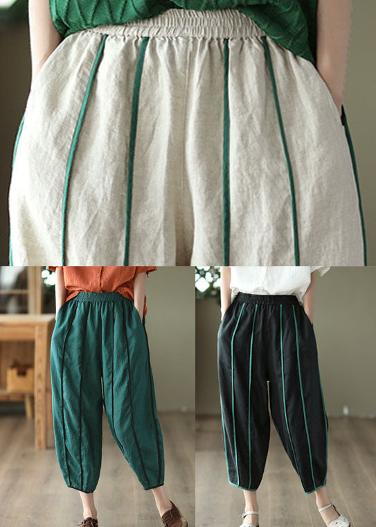 Lette Haremshose i Hvid med Patchwork og Lommer