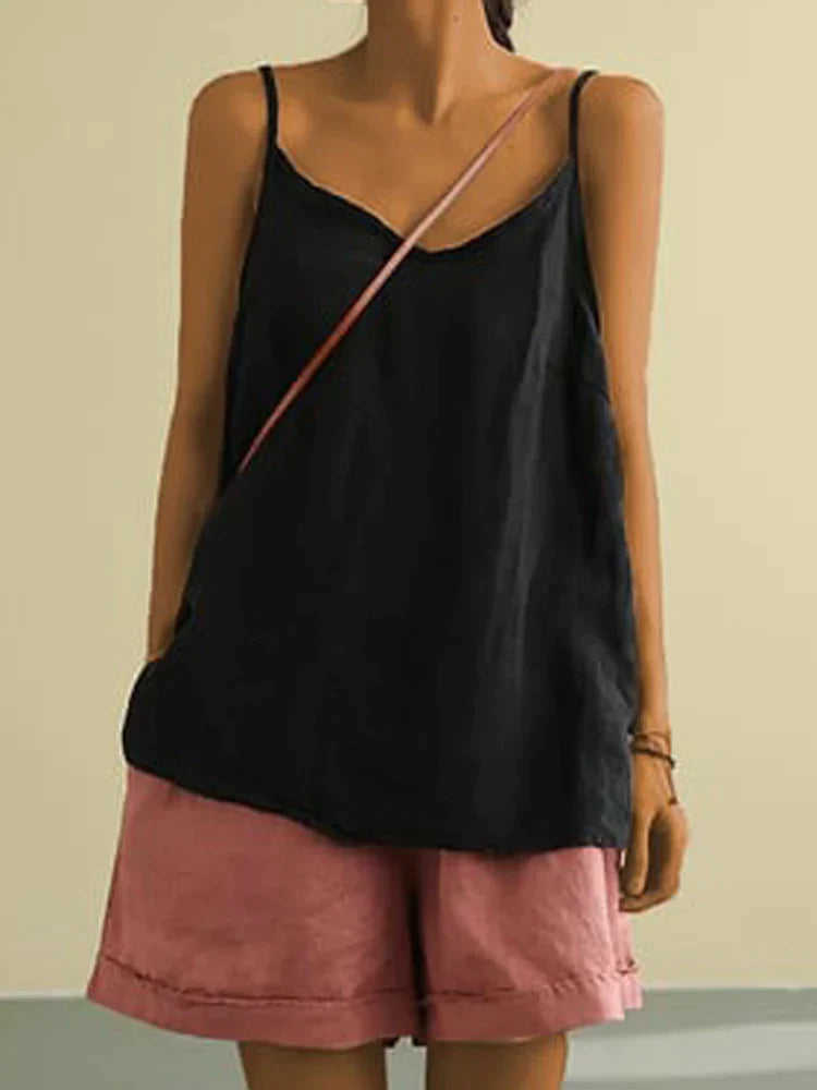 Elegant Sommertop med Spaghettitræksdesign