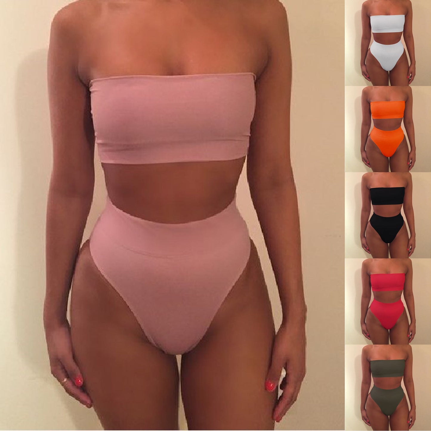 Bikini-set för kvinnor med hög skärning och figursytt mönster