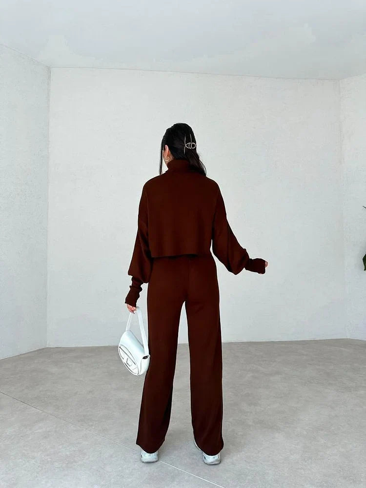 Elegant Sæt med Strikhandsker og Turtleneck