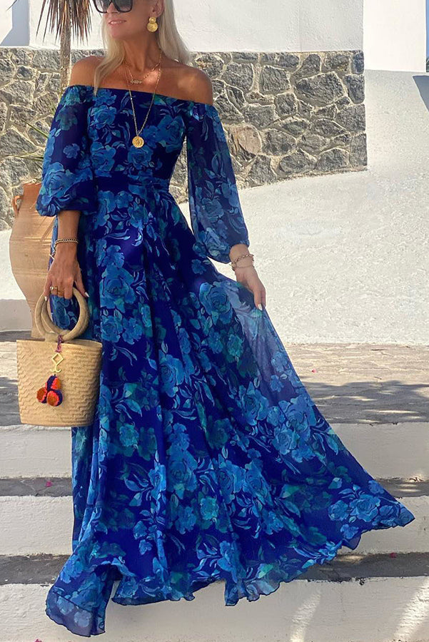Blommig Off Shoulder Maxiklänning i Dagny-stil