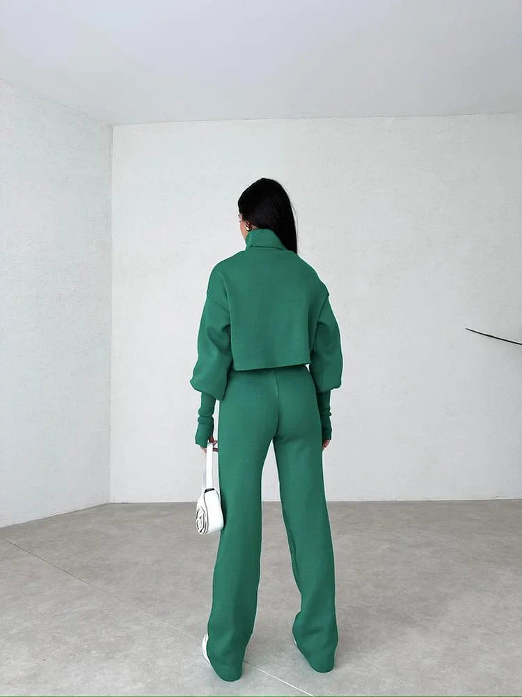 Elegant Sæt med Strikhandsker og Turtleneck