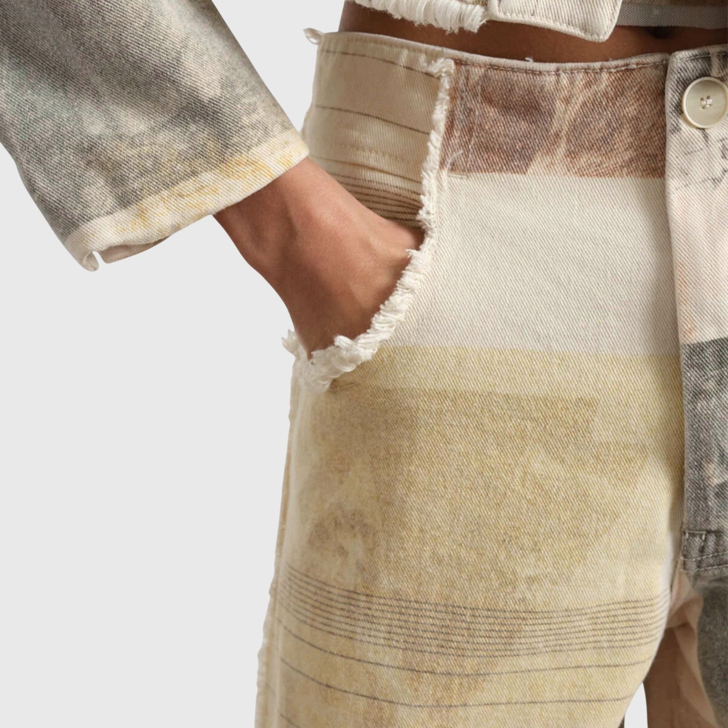 Vintage Højtaljede Jeans med Unikt Design til Kvinder