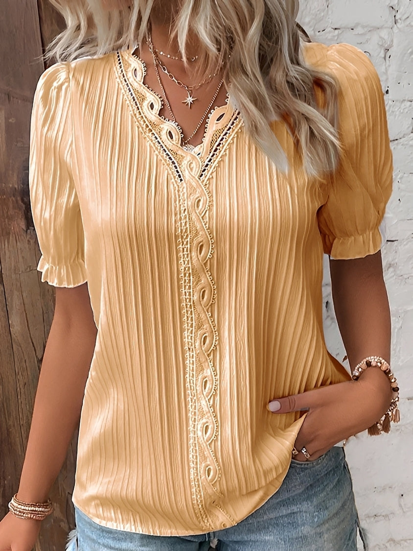 Astrid - Elegant Blus med V-ringning för Kvinnor