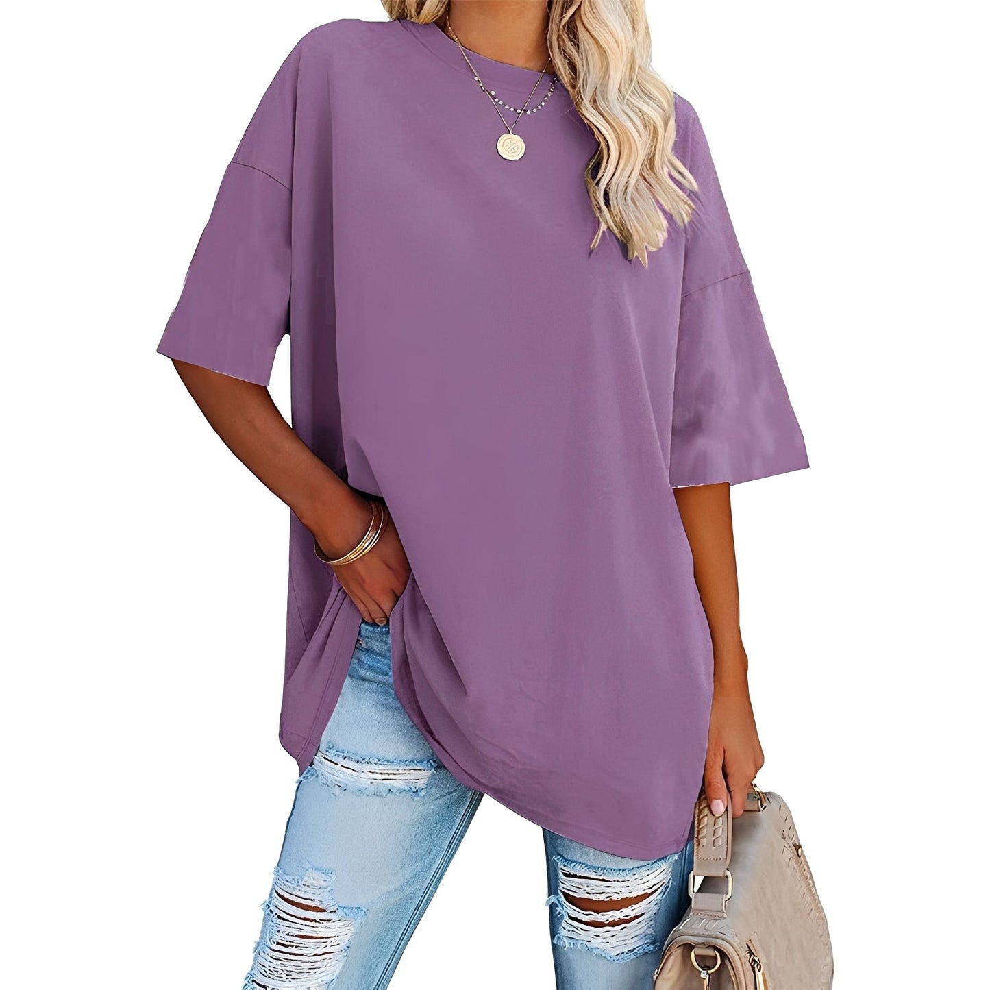 Lina - Avslappnad T-shirt med Snygga Detaljer