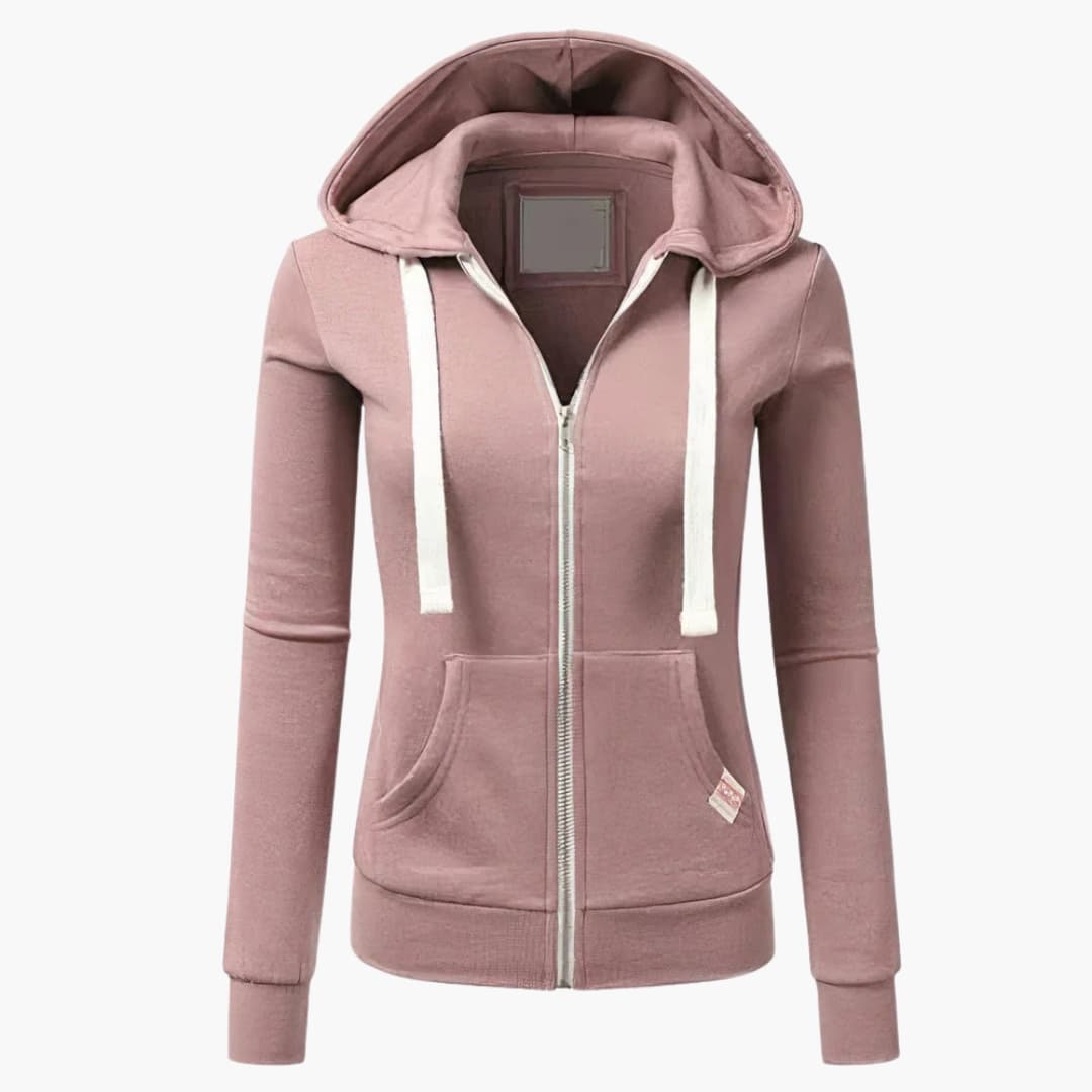 Hoodie för Dam med Dragkedja och Avslappnad Passform