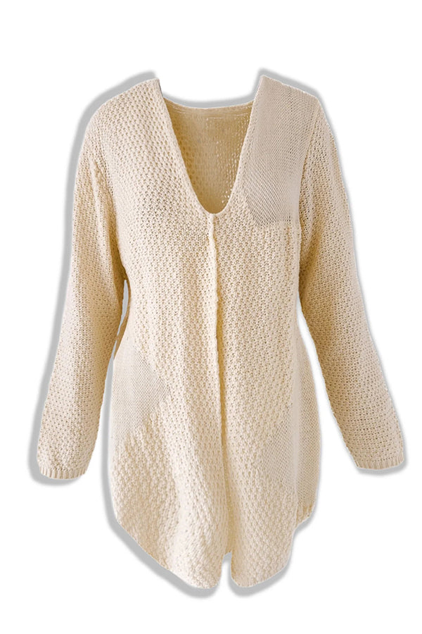 Elegant lang cardigan i blødt strik