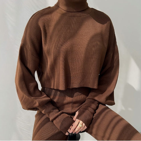 Elegant Sæt med Strikhandsker og Turtleneck