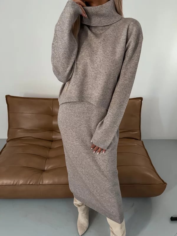 Elegant set med klänning och turtleneck