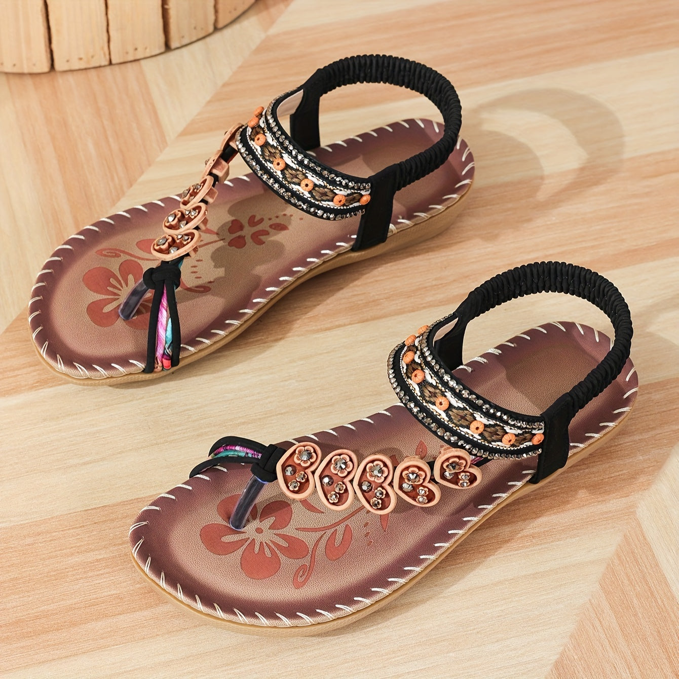 Livia | Eleganta Sommar Sandaler med Blommor