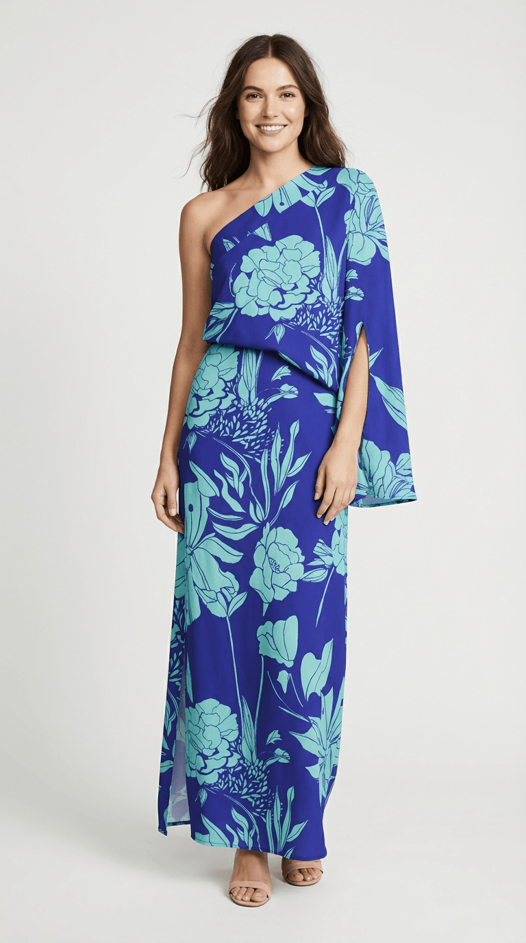 Elysia Asymmetrisk Maxikjole med Print