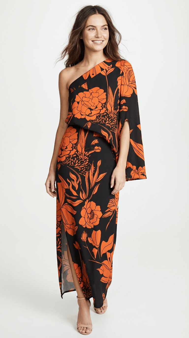Elysia Asymmetrisk Maxikjole med Print