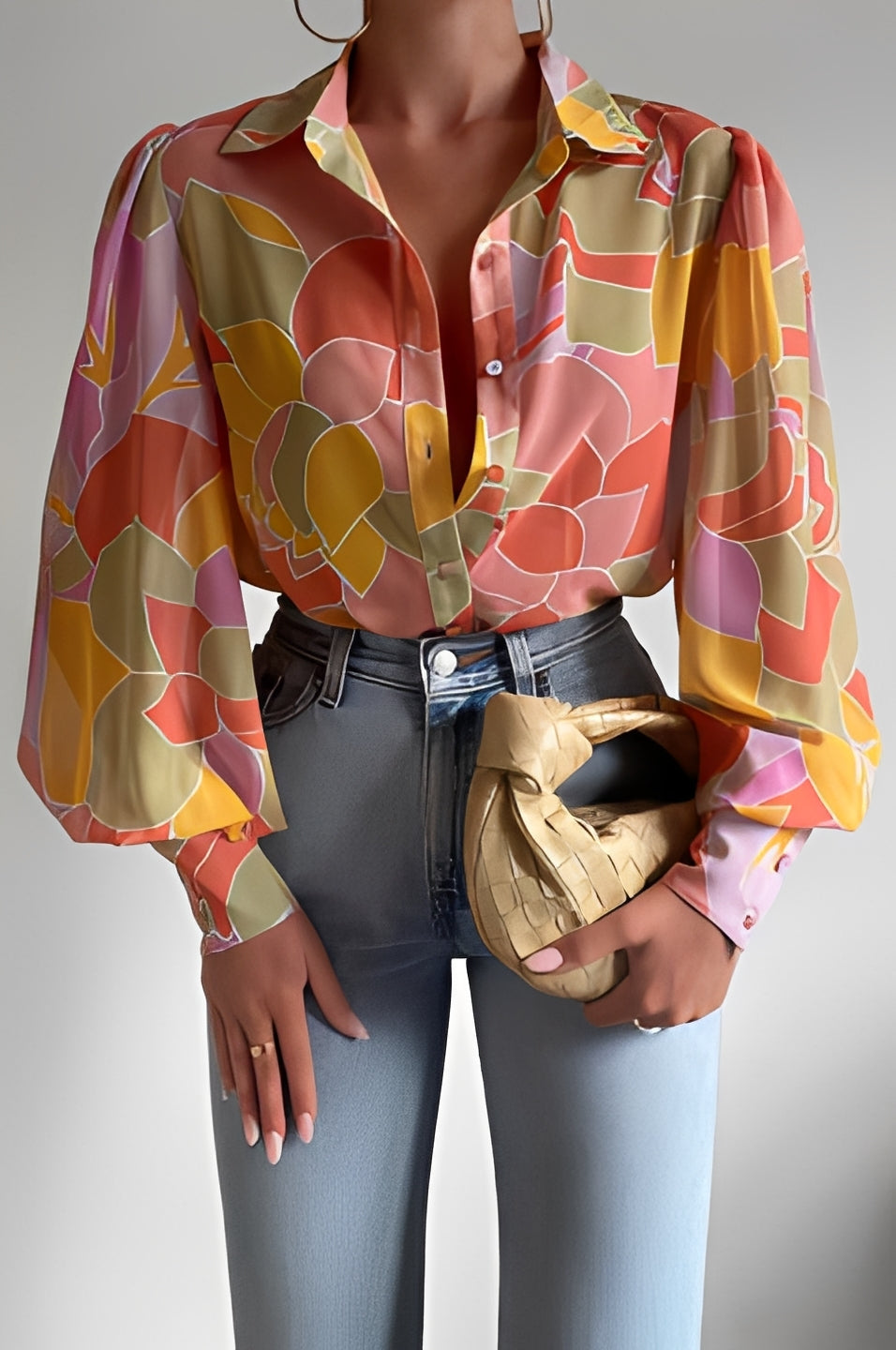 Elena - Chic Blus med Ballärm för Kvinna