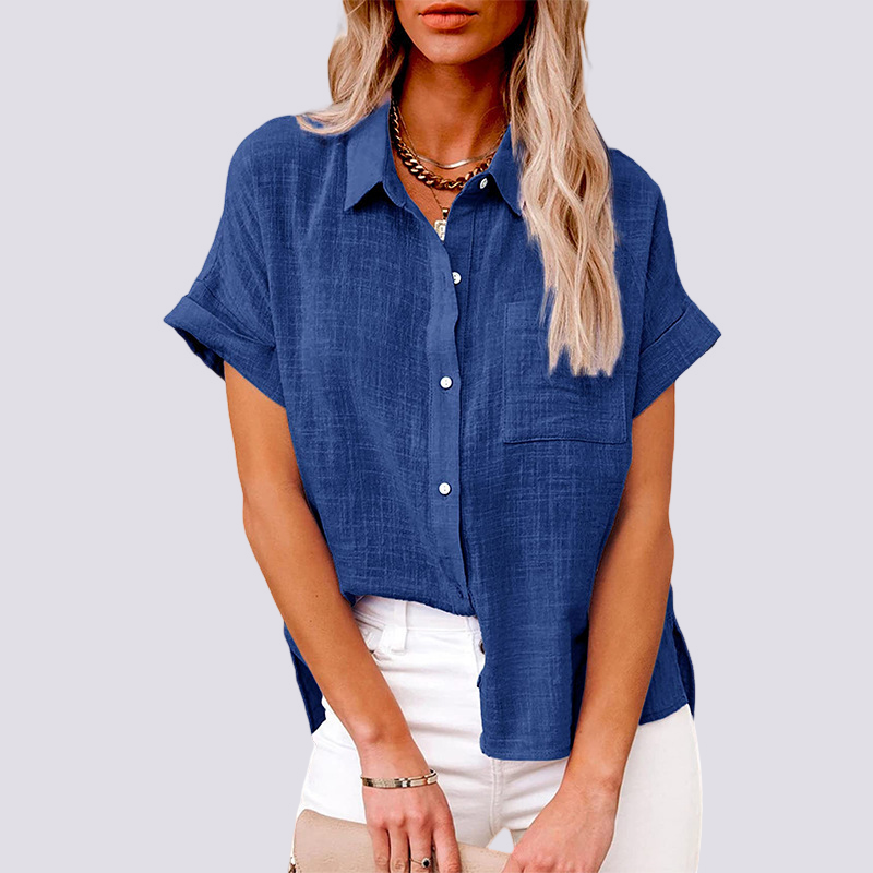 Liva - Trendig kortärmad blus med ficka
