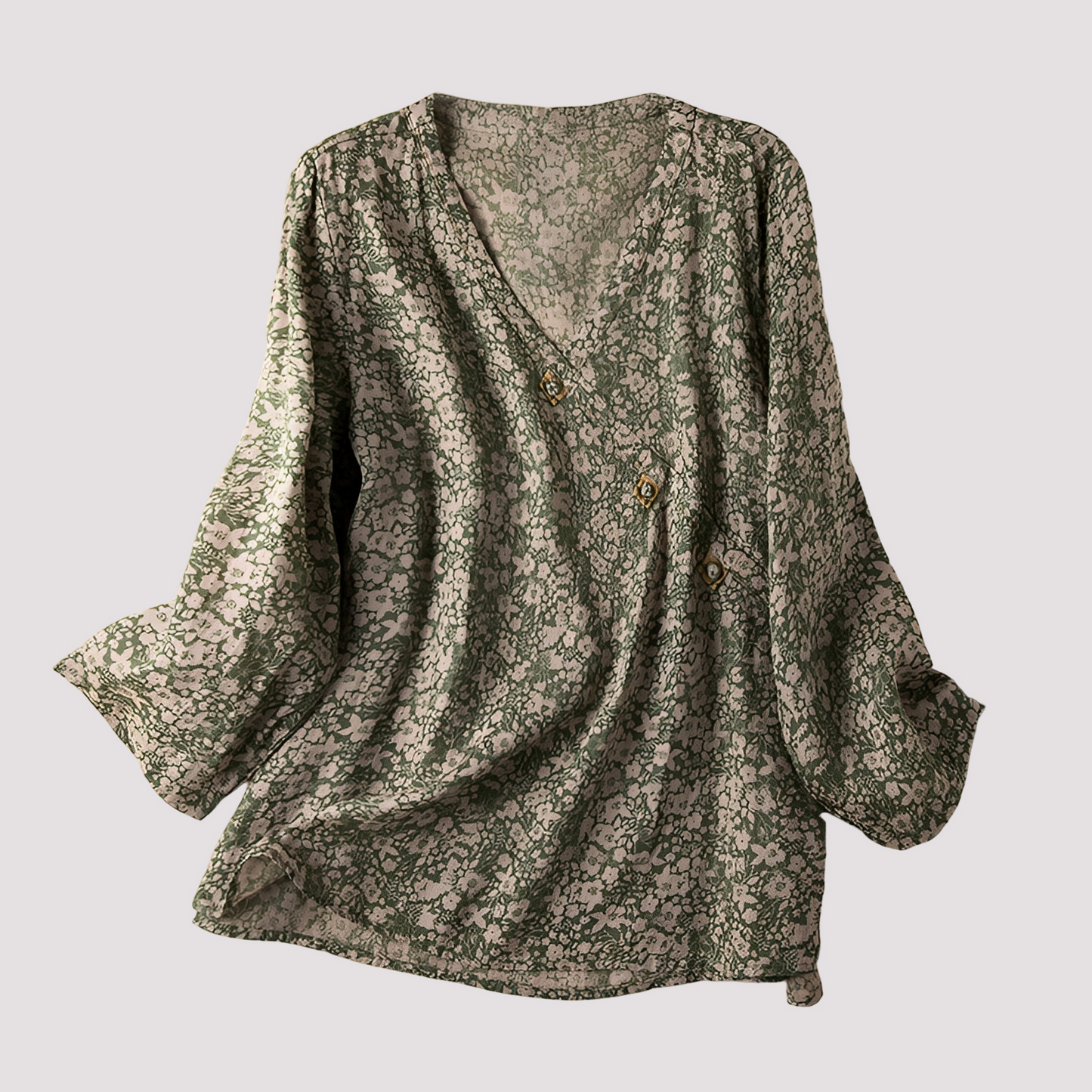 Florabel - Elegant Blus med Blommigt Mönster för Kvinnor