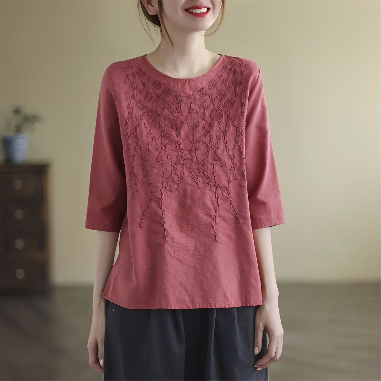 Sienna - Eleganta broderade blusar med halvlånga ärmar