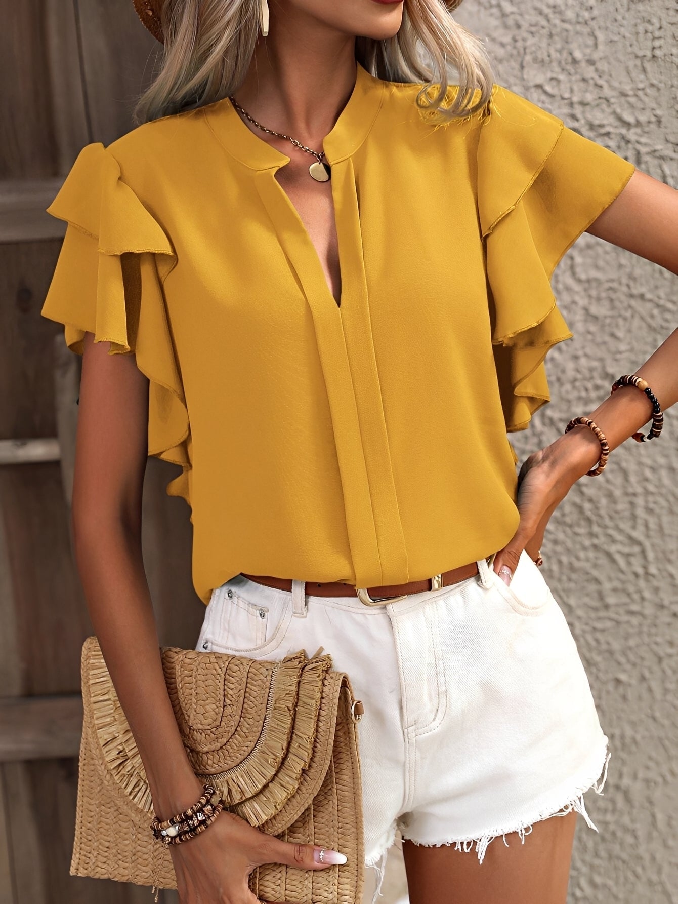 Vera - Elegant Ärmlös Blus med V-ringning