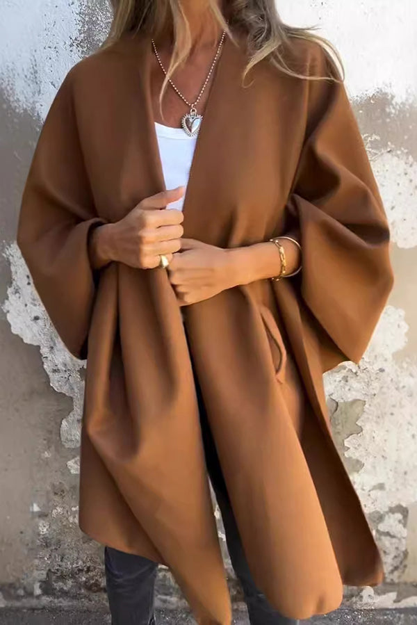 Elegant afslappet V-hals Cape Jakke