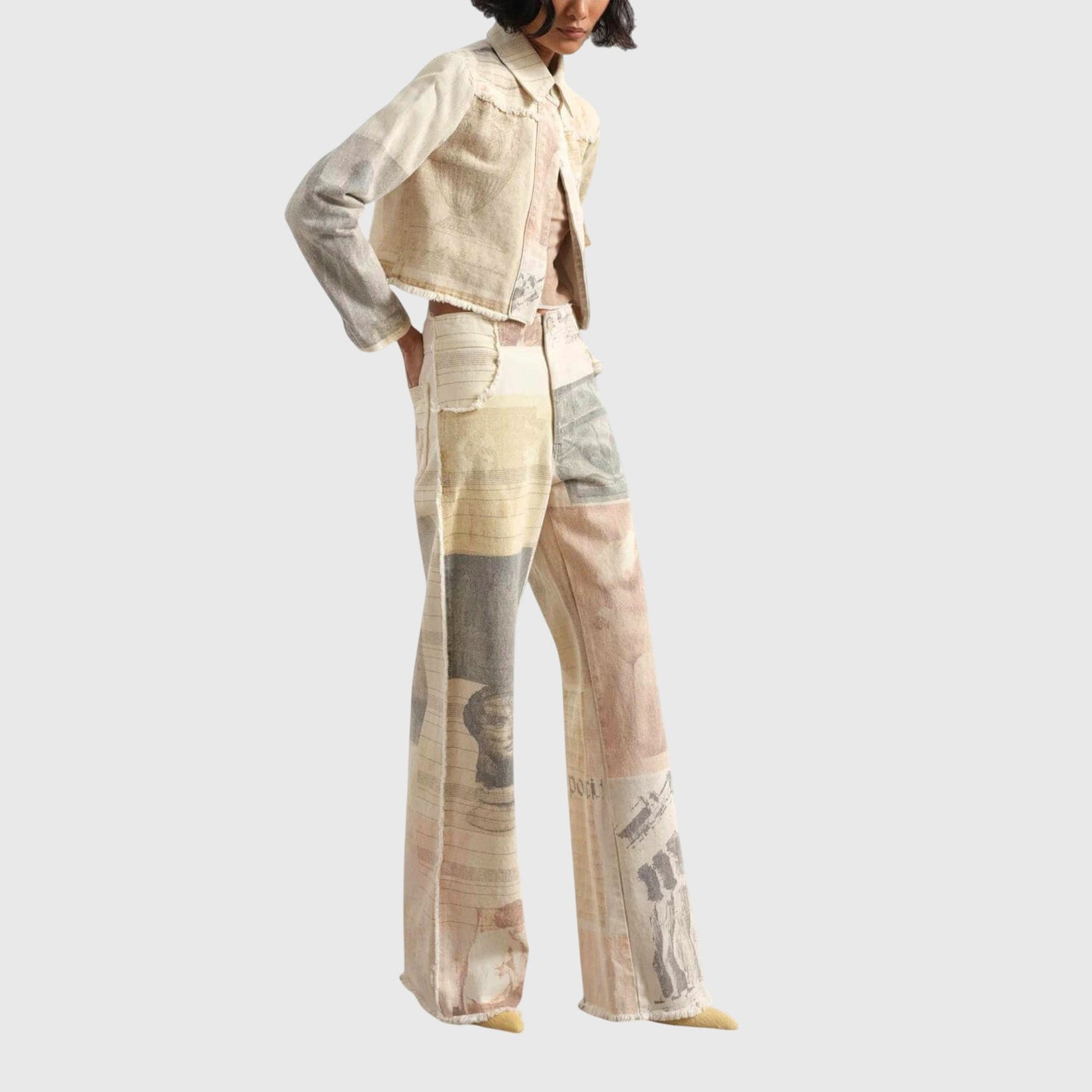 Vintage Højtaljede Jeans med Unikt Design til Kvinder