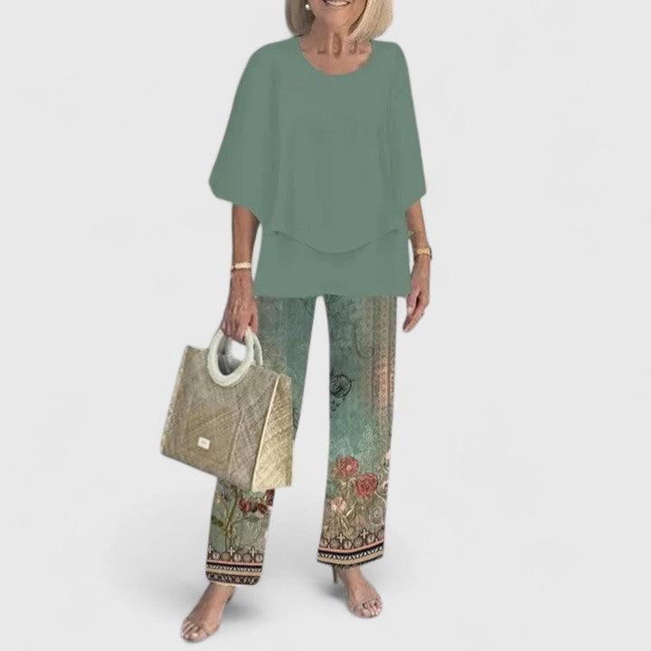 Sommarsättning | Elegant Set med Tryckta Byxor