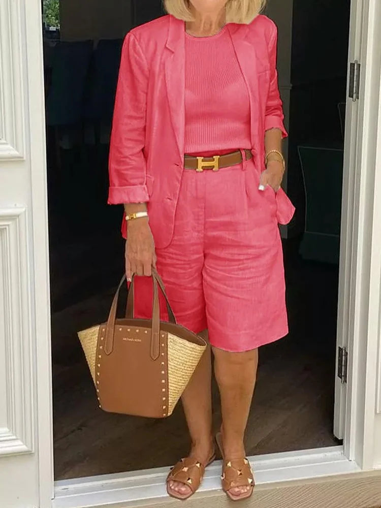 Elegant set med kavaj och shorts i lätt tyg