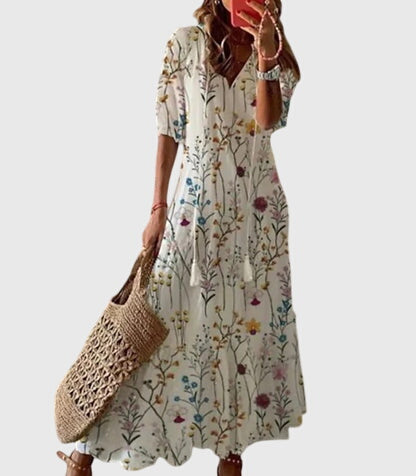 Sommarklänning för Dam med Boho V-ringning