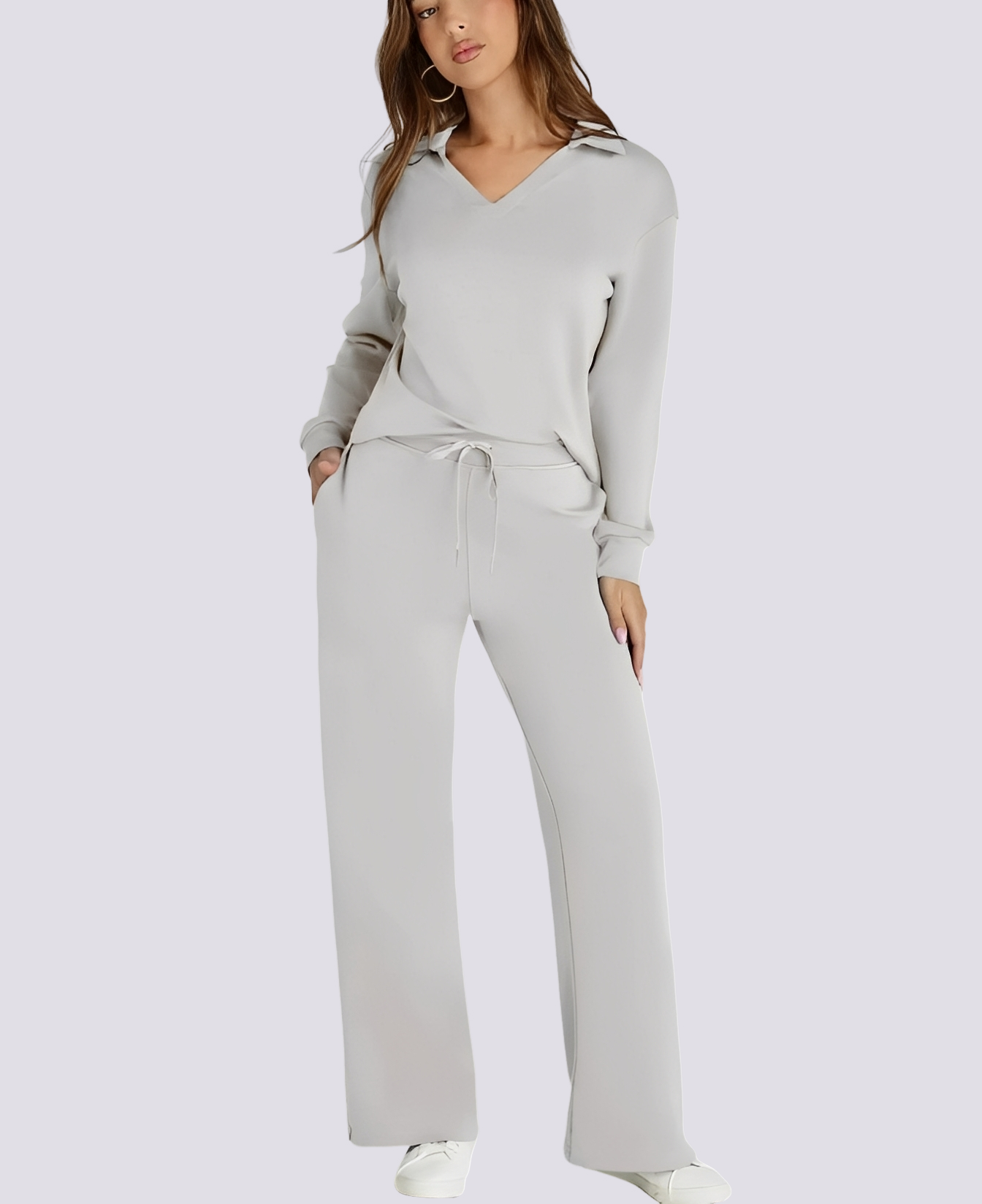 Sofia - Chic V-ringad Set för Avkopplande Stil