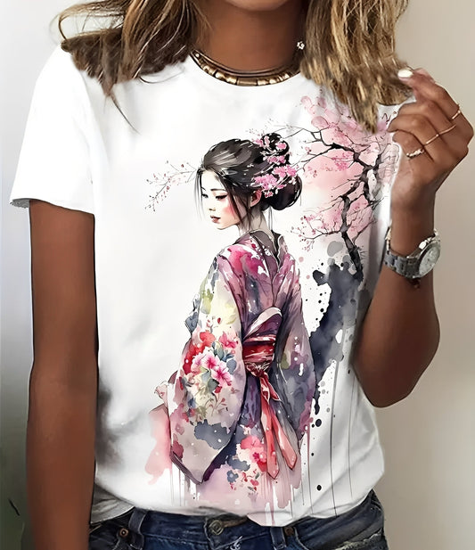 Sofia - Eleganta blommiga T-shirten för kvinnor