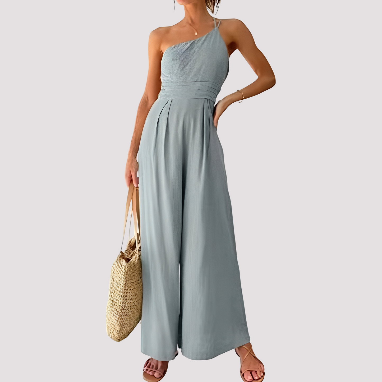Viva – Elegant Jumpsuit med En Axel och Vid Byxa
