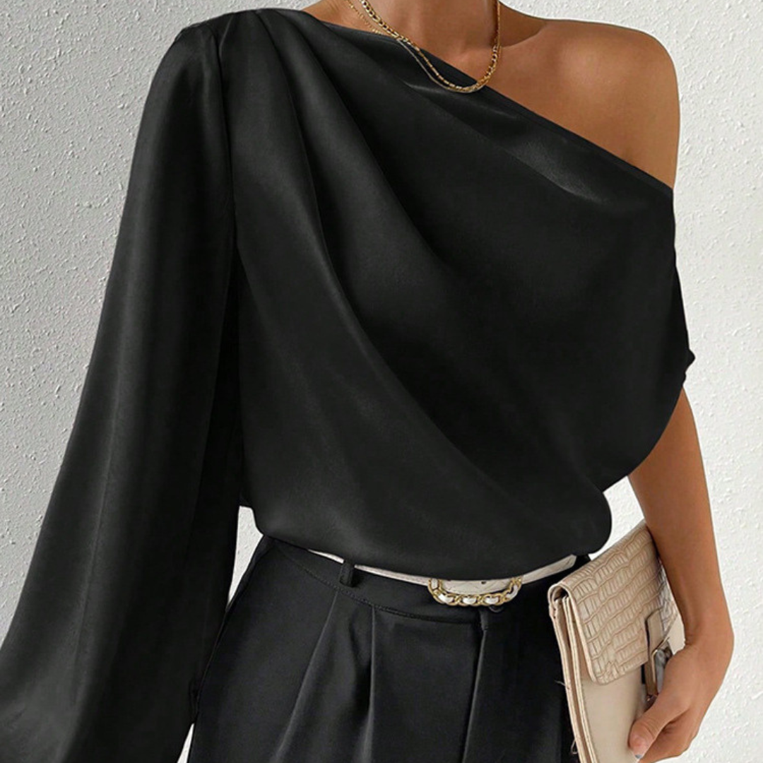 Blus i Satin för Dam med Off Shoulder-design