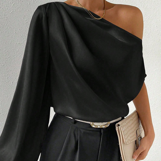 Blus i Satin för Dam med Off Shoulder-design