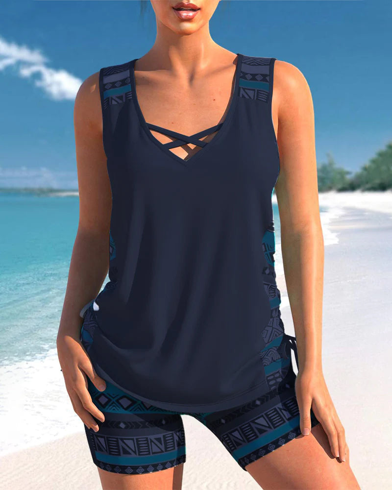Druck Tankini Set för Varmt Väder