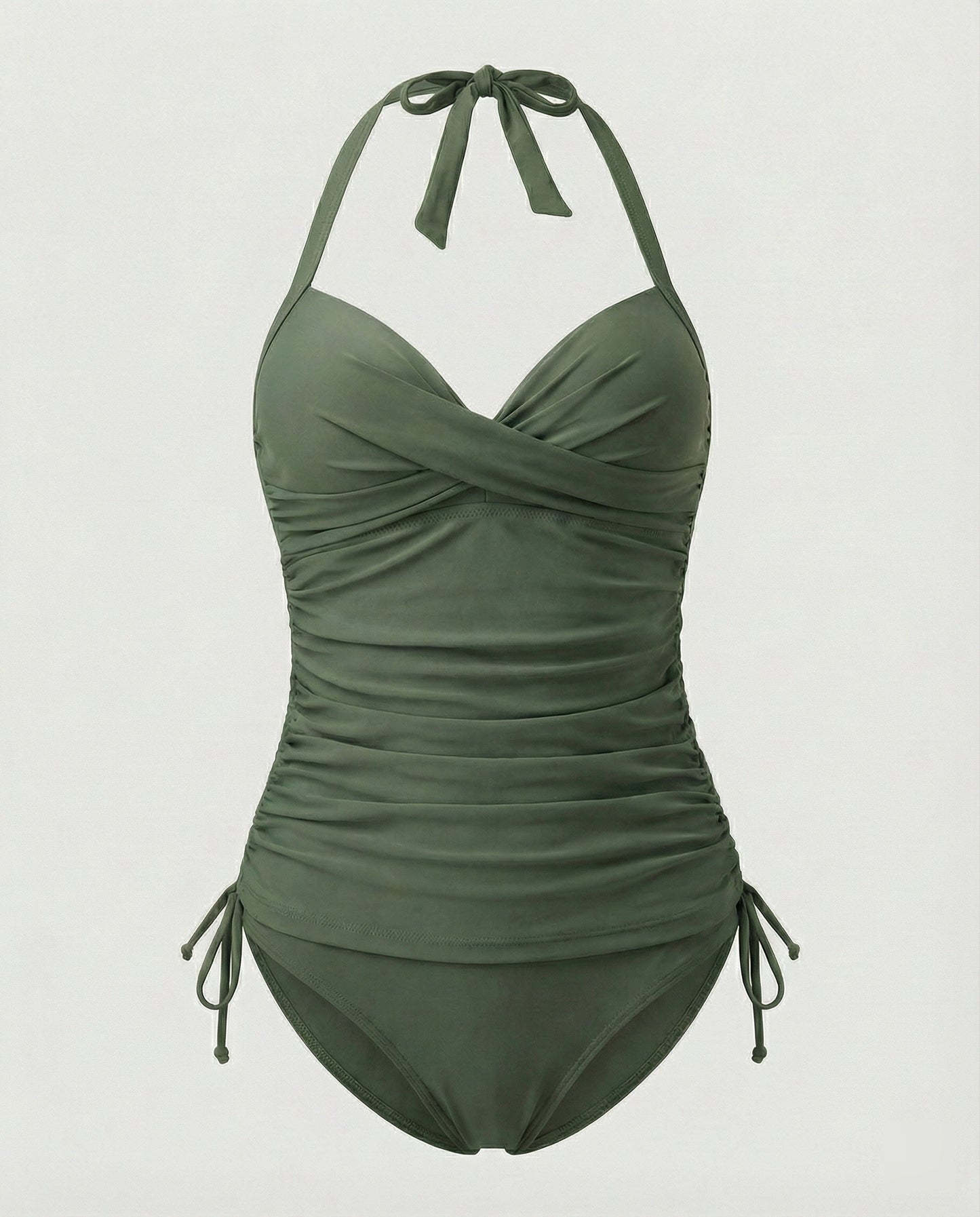 Tankini med V-ringning i leopardmönster