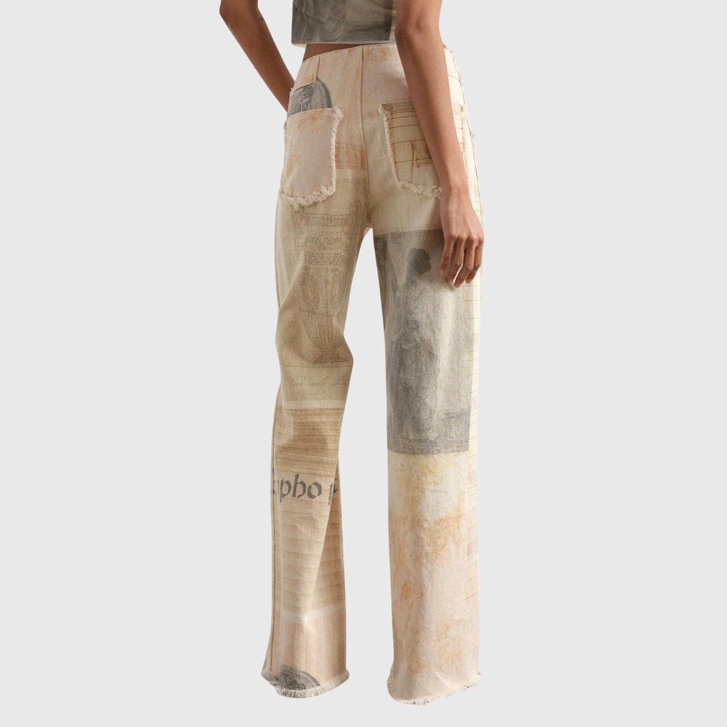 Vintage Højtaljede Jeans med Unikt Design til Kvinder