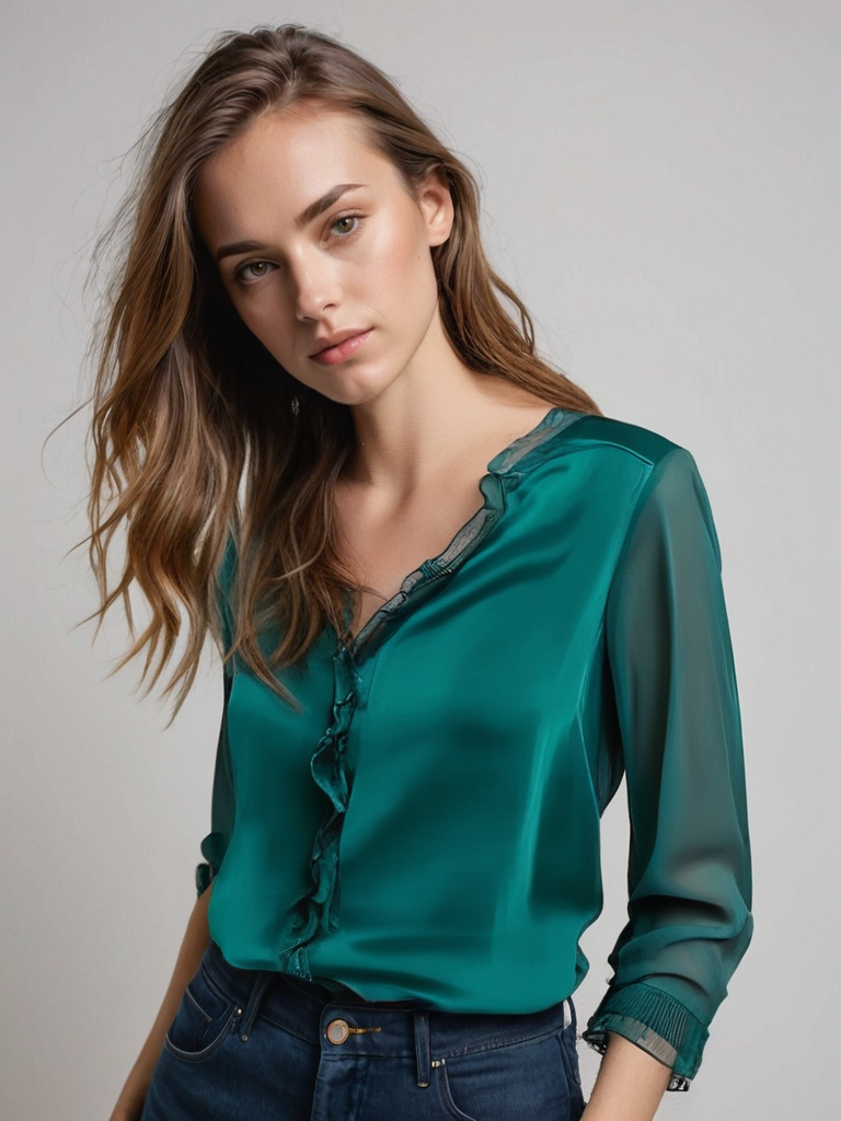 Elina | Trendig blus med långa ärmar och rynkning