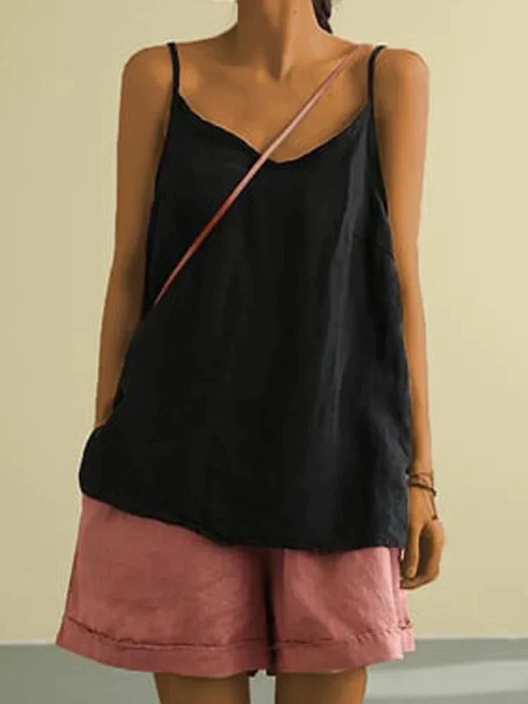 Elegant Sommertop med Spaghettitræksdesign